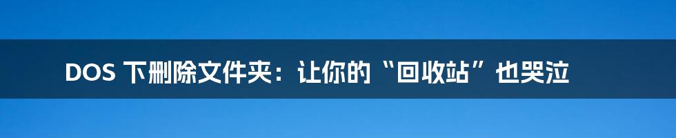 DOS 下删除文件夹:让你的“回收站”也哭泣