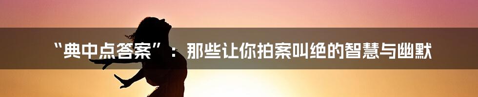 “典中点答案”:那些让你拍案叫绝的智慧与幽默