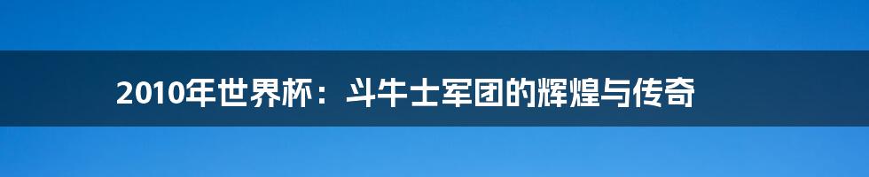 2010年世界杯：斗牛士军团的辉煌与传奇