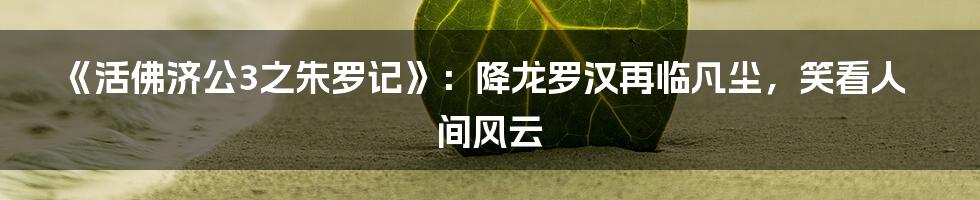 《活佛济公3之朱罗记》:降龙罗汉再临凡尘,笑看人间风云