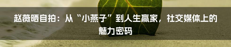 赵薇晒自拍：从“小燕子”到人生赢家，社交媒体上的魅力密码