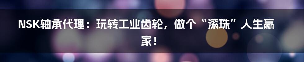 NSK轴承代理:玩转工业齿轮,做个“滚珠”人生赢家!