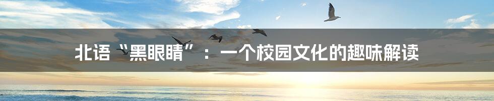北语“黑眼睛”：一个校园文化的趣味解读