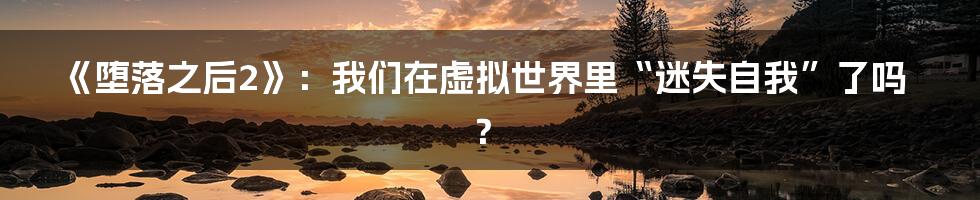 《堕落之后2》:我们在虚拟世界里“迷失自我”了吗?
