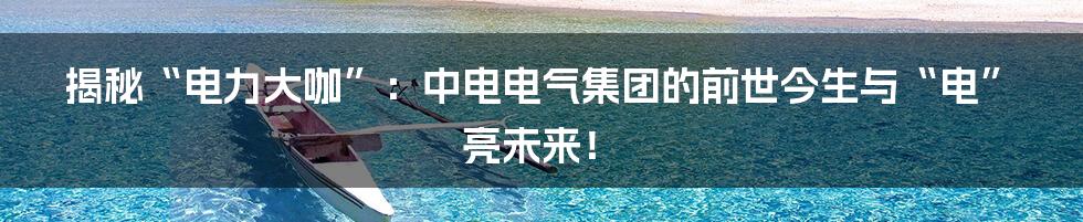 揭秘“电力大咖”：中电电气集团的前世今生与“电”亮未来！