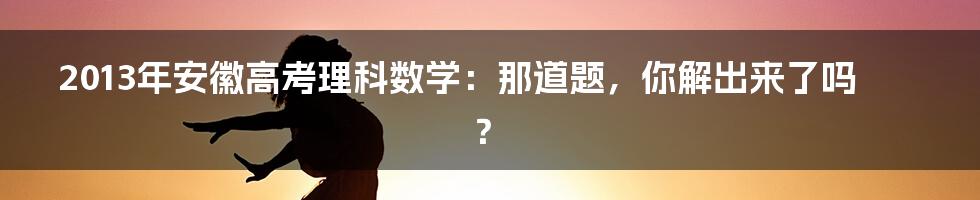 2013年安徽高考理科数学：那道题，你解出来了吗？