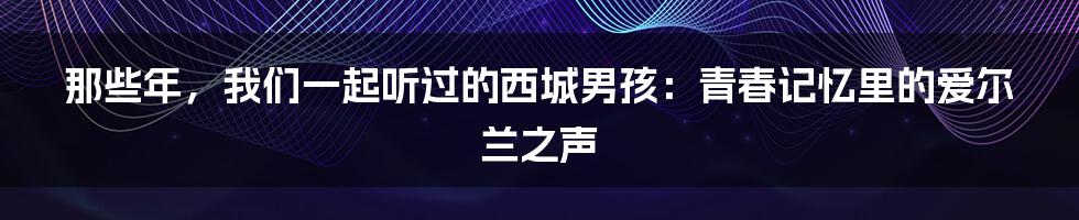 那些年，我们一起听过的西城男孩：青春记忆里的爱尔兰之声