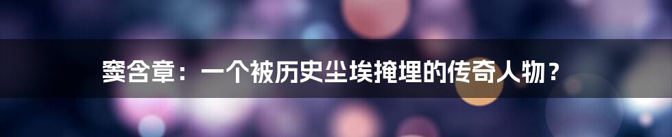 窦含章：一个被历史尘埃掩埋的传奇人物？