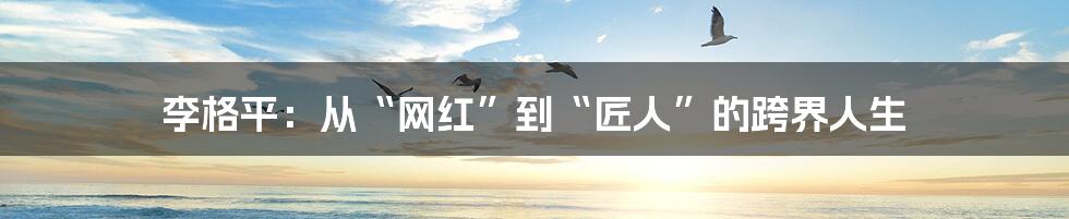 李格平:从“网红”到“匠人”的跨界人生