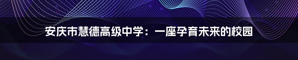 安庆市慧德高级中学：一座孕育未来的校园