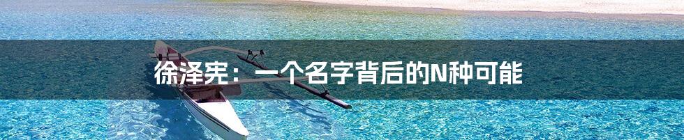 徐泽宪：一个名字背后的N种可能