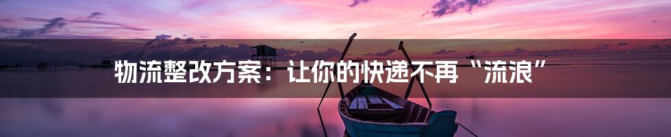 物流整改方案：让你的快递不再“流浪”