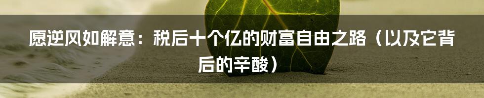 愿逆风如解意：税后十个亿的财富自由之路（以及它背后的辛酸）