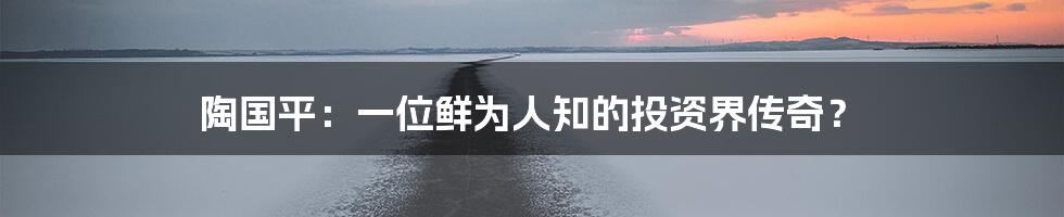 陶国平:一位鲜为人知的投资界传奇?