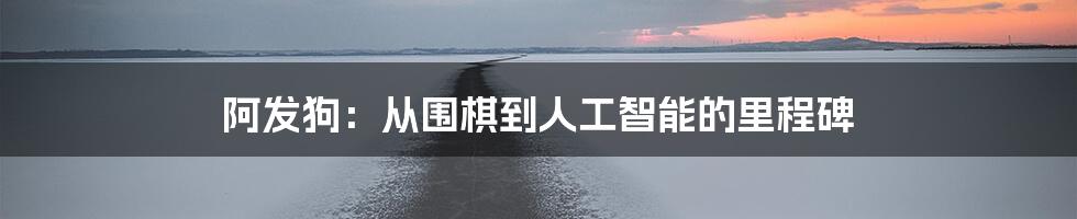 阿发狗：从围棋到人工智能的里程碑
