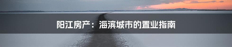 阳江房产：海滨城市的置业指南