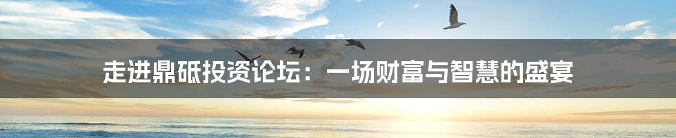 走进鼎砥投资论坛:一场财富与智慧的盛宴