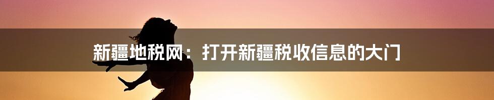 新疆地税网：打开新疆税收信息的大门