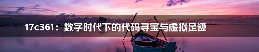 17c361：数字时代下的代码寻宝与虚拟足迹