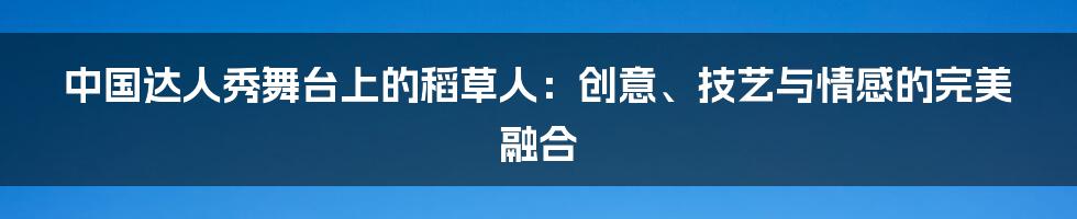 中国达人秀舞台上的稻草人：创意、技艺与情感的完美融合