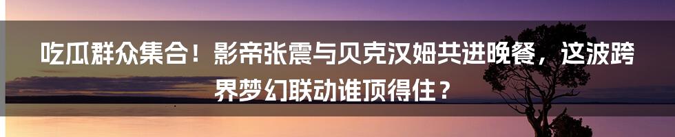 吃瓜群众集合!影帝张震与贝克汉姆共进晚餐,这波跨界梦幻联动谁顶得住?