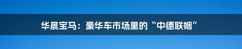 华晨宝马:豪华车市场里的“中德联姻”