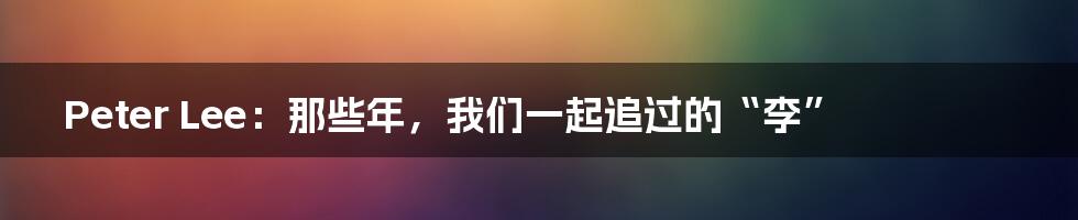 Peter Lee:那些年,我们一起追过的“李”