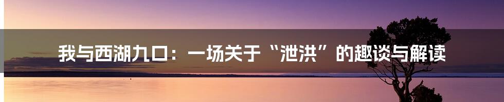 我与西湖九口：一场关于“泄洪”的趣谈与解读