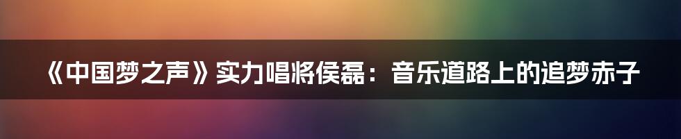 《中国梦之声》实力唱将侯磊:音乐道路上的追梦赤子