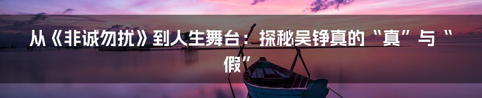 从《非诚勿扰》到人生舞台:探秘吴铮真的“真”与“假”