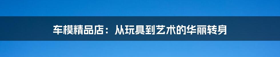 车模精品店：从玩具到艺术的华丽转身
