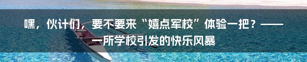 嘿，伙计们，要不要来“嬉点军校”体验一把？—— 一所学校引发的快乐风暴