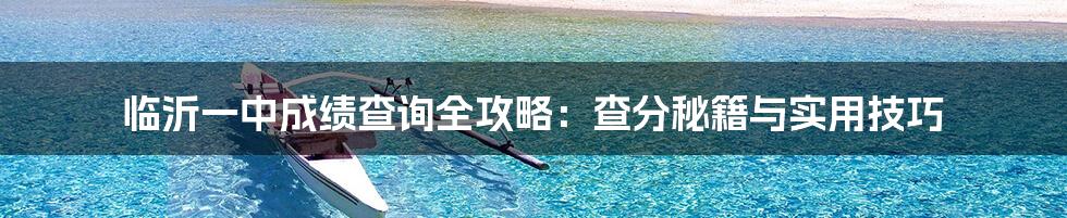 临沂一中成绩查询全攻略：查分秘籍与实用技巧