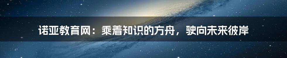 诺亚教育网：乘着知识的方舟，驶向未来彼岸