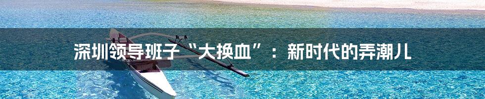 深圳领导班子“大换血”:新时代的弄潮儿