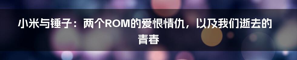 小米与锤子:两个ROM的爱恨情仇,以及我们逝去的青春