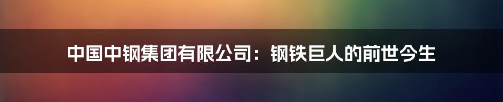 中国中钢集团有限公司:钢铁巨人的前世今生