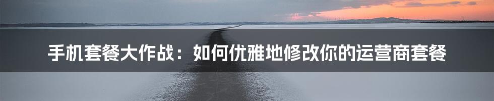 手机套餐大作战：如何优雅地修改你的运营商套餐