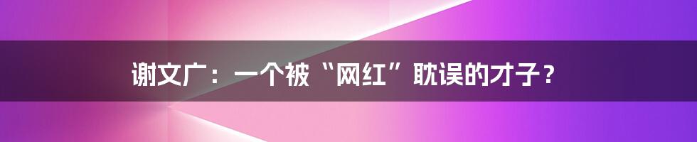 谢文广:一个被“网红”耽误的才子?