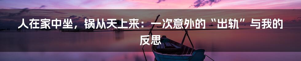人在家中坐,锅从天上来:一次意外的“出轨”与我的反思