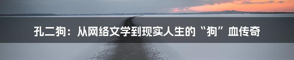 孔二狗：从网络文学到现实人生的“狗”血传奇