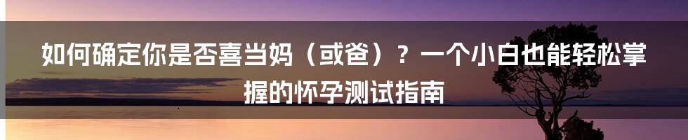 如何确定你是否喜当妈（或爸）？一个小白也能轻松掌握的怀孕测试指南