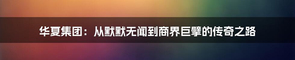 华夏集团：从默默无闻到商界巨擘的传奇之路