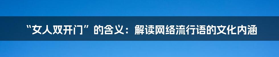 “女人双开门”的含义：解读网络流行语的文化内涵