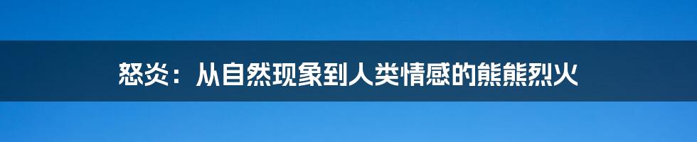 怒炎：从自然现象到人类情感的熊熊烈火