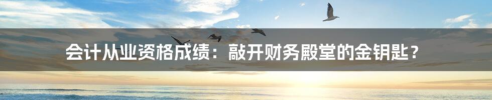 会计从业资格成绩：敲开财务殿堂的金钥匙？