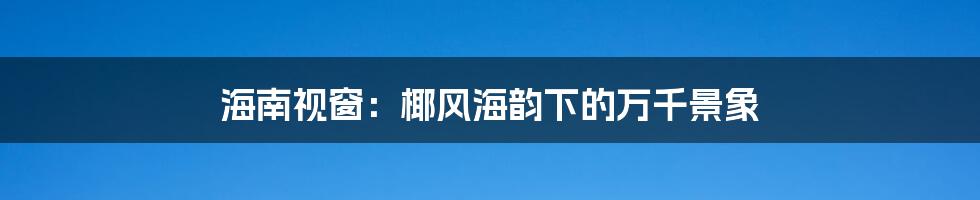 海南视窗：椰风海韵下的万千景象