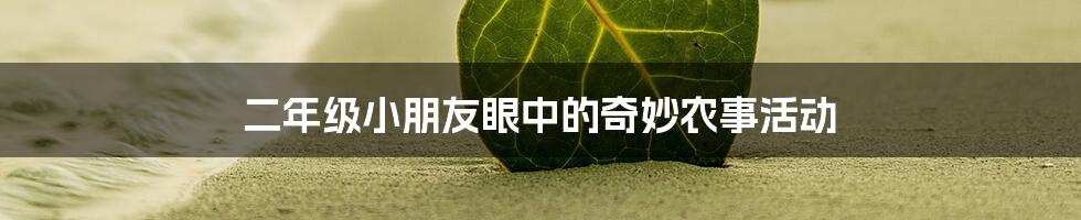 二年级小朋友眼中的奇妙农事活动