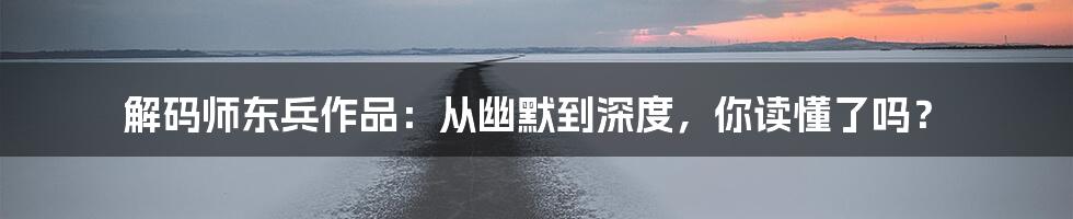 解码师东兵作品:从幽默到深度,你读懂了吗?