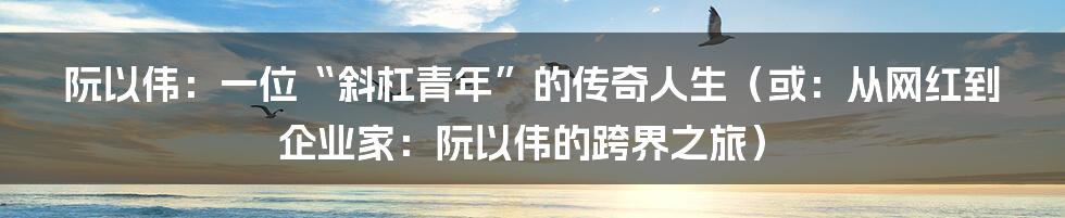 阮以伟：一位“斜杠青年”的传奇人生（或：从网红到企业家：阮以伟的跨界之旅）